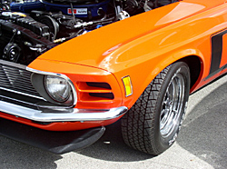 Photo of under hodd of classic muscle car