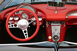 Photo of interior of classic muscle car